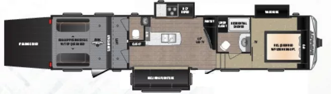 39' 2017 Keystone Impact 361 w/3 Slides - Toy Hauler Floorplan