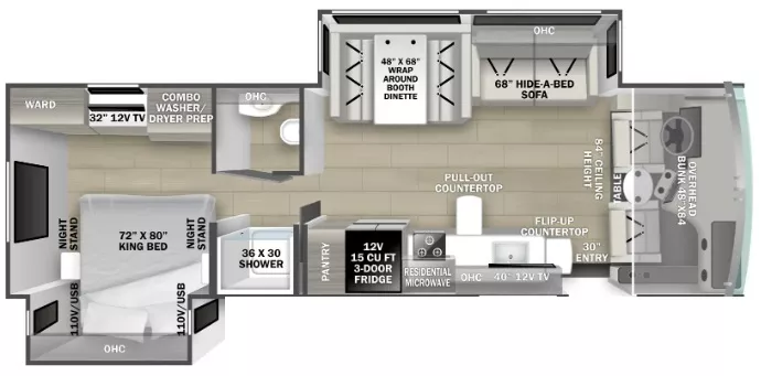 31' 2019 Forest River Fr3 30DS w/2 Slides Floorplan