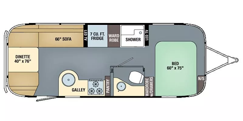 25' 2017 Airstream Flying Cloud 25FB Floorplan