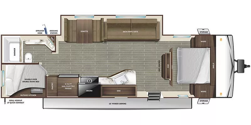 30' 2024 Starcraft Autumn Ridge 26BHS w/Slide - Bunk House Floorplan