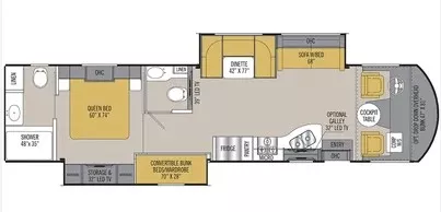 37' 2018 Forest River Coachmen Mirada 35BH w/2 Slides - Bunk House Floorplan