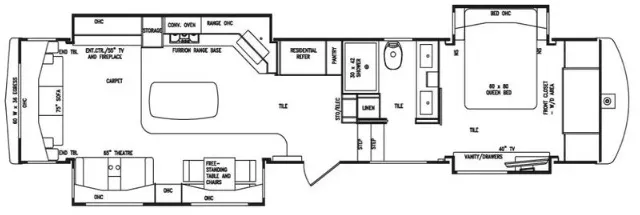 42' 2017 Drv Mobile Suites Aire 40 w/4 Slides & Generator Floorplan