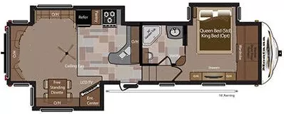 35' 2014 Keystone Montana Big Sky 3100RL w/3 Slides Floorplan