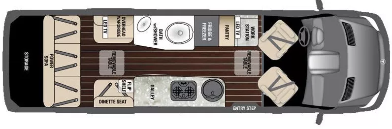 24' 2017 Airstream Interstate EXT GRAND TOUR Floorplan