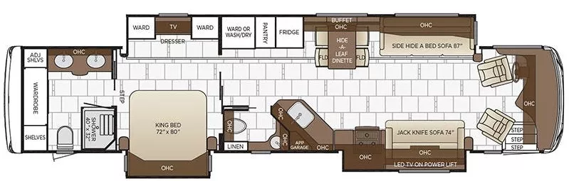 43' 2018 Newmar Dutch Star 4327 450hp Cummins w/3 Slides Floorplan
