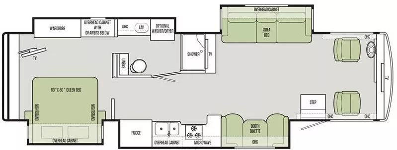 36' 2017 Tiffin Allegro Open Road 34PA w/4 Slides Floorplan