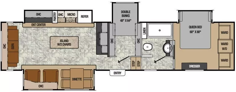 40' 2016 Coachmen Chapparal 360 IBL w/4 Slides - Bunk House Floorplan