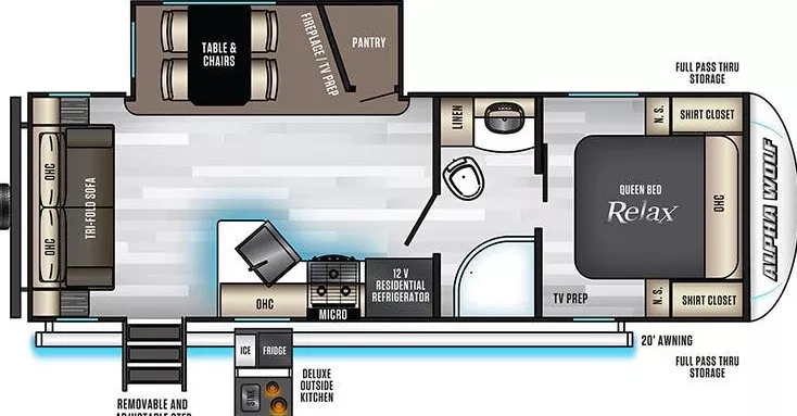 28' 2021 Forest River Cherokee Alpha Wolf 23RD-L w/Slide Floorplan