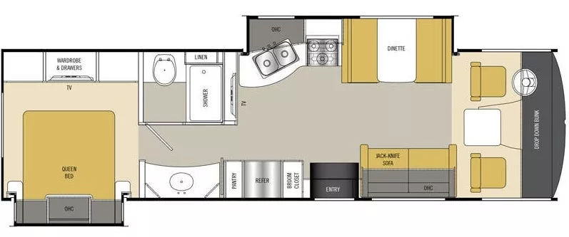 33' 2016 Coachmen Pursuit 29SBP w/2 Slides Floorplan