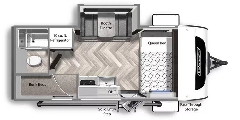 22' 2022 Dutchmen Coleman Rubicon M-1708BH w/Slide - Bunk House Floorplan