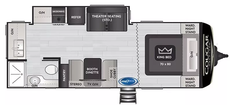 26' 2021 Keystone Cougar 22MLS w/Slide Floorplan