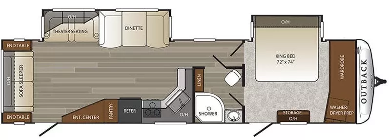 37' 2017 Keystone Outback 334RL w/2 Slides Floorplan