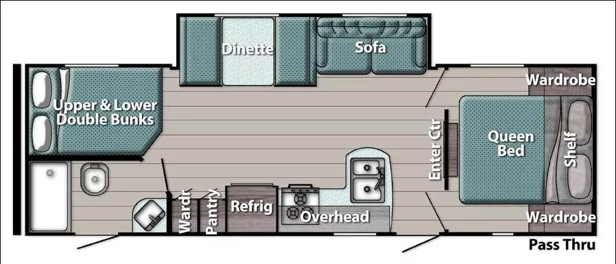 29' 2022 Gulf Stream Kingsport 268BH w/Slide - Bunk House Floorplan