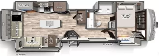 43' 2021 Forest River Palomino River Ranch 390RL w/4 Slides Floorplan