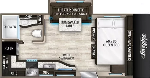 21' 2019 Grand Design Imagine 17MKE w/Slide Floorplan