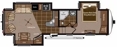 35' 2012 Keystone Montana 3100RL w/3 Slides Floorplan