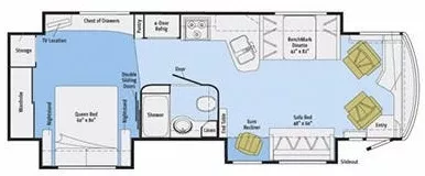35' 2012 Winnebago Journey 34Y 340hp Cummins w/3 Slides Floorplan