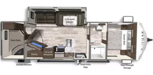 34' 2022 Dutchmen Kodiak 296BHSL w/Slide - Bunk House Floorplan