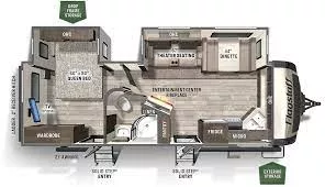 30' 2023 Forest River Flagstaff 26 FKBS w/2 Slides Floorplan