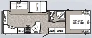 31' 2022 Forest River Palomino Puma 257RESS w/Slide Floorplan