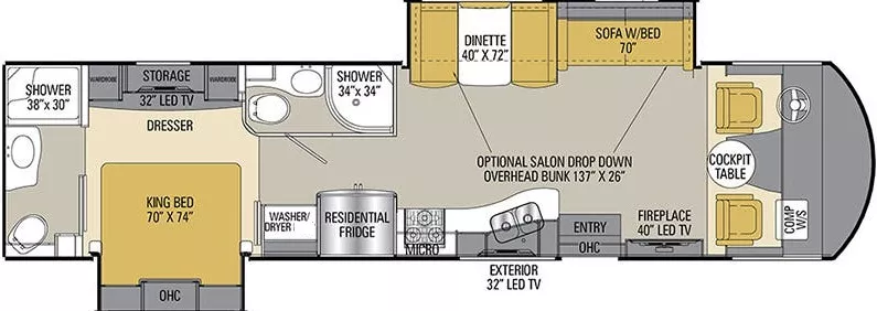 34' 2017 Coachmen Mirada Select 37TB w/2 Slides - Bunk House Floorplan