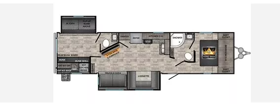 38' 2022 Crossroads Volante 33DB w/2 Slides Floorplan