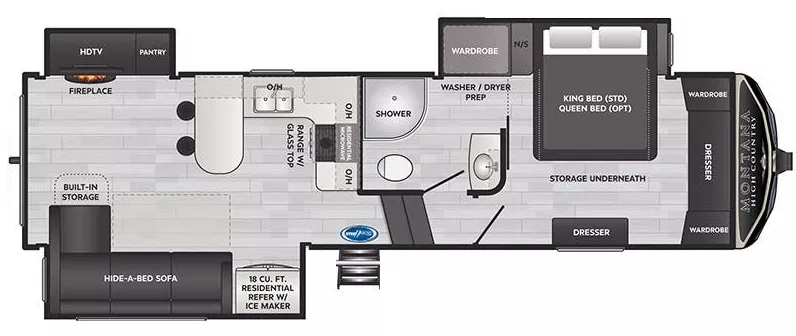 32' 2022 Keystone Montana High Country 281CK w/3 Slides Floorplan