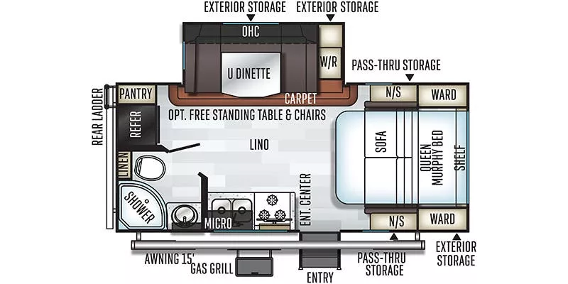 26' 2019 Forest River Flagstaff Micro Lite M-25BRDS w/Slide - Bunk House Floorplan