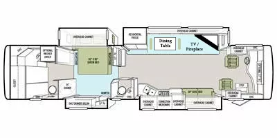40' 2013 Tiffin Phaeton 40QBH 380hp Cummins w/4 Slides Floorplan