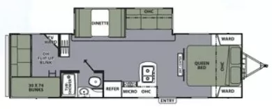 32' 2016 Coachmen Apex 289TBSS w/Slide - Bunk House Floorplan