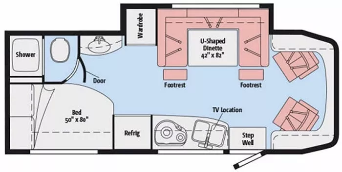 26' 2016 Winnebago View 24J w/Slide Floorplan