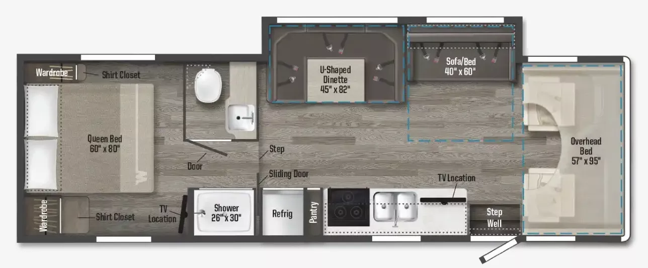 32' 2018 Winnebago Minnie Winnie 31K w/Slide Floorplan