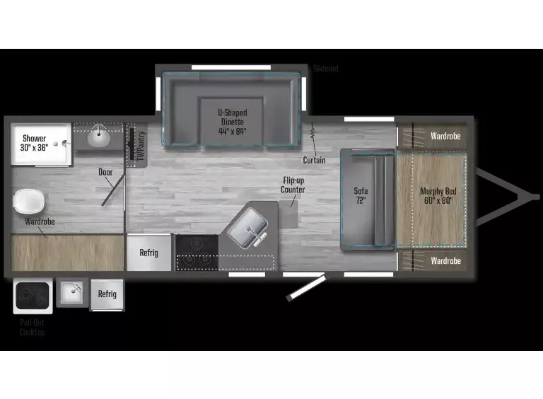 26' 2022 Winnebago Minnie 2201MB w/Slide Floorplan