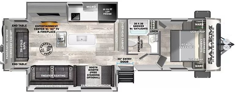 35' 2023 Forest River Salem Hemisphere 271RL w/2 Slides Floorplan