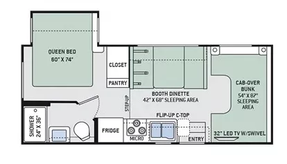 24' 2019 Thor Four Winds 22B w/Slide Floorplan