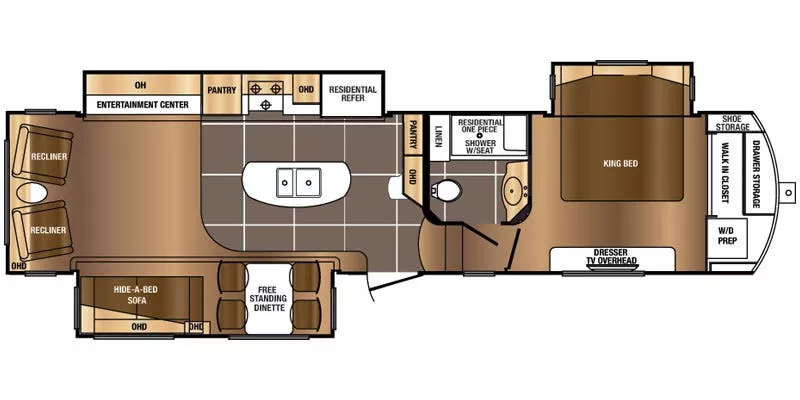 39' 2015 Primetime Sanibel 3551 w/3 Slides Floorplan