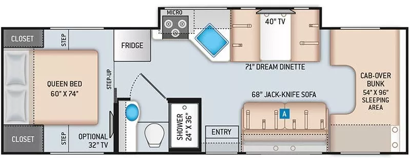 29' 2020 Thor Chateau 28Z w/Slide Floorplan
