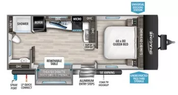 27' 2023 Grand Design Imagine Xls 22RBE w/Slide Floorplan
