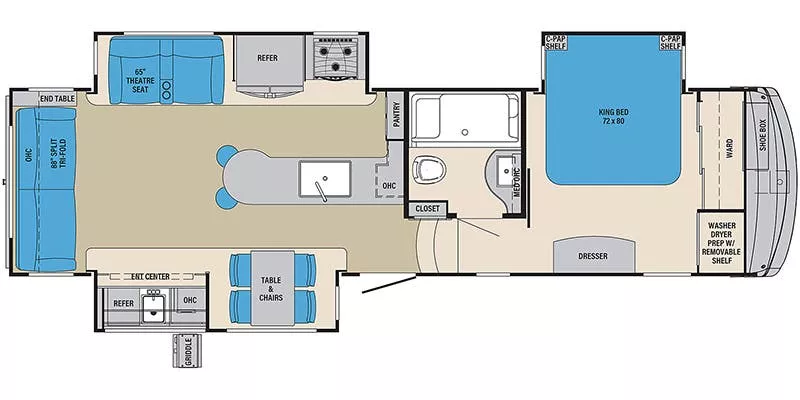 36' 2021 Palomino Columbus Compass 298RLC w/3 Slides Floorplan
