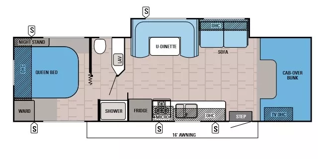 32' 2015 Jayco Redhawk 29XK w/Slide Floorplan