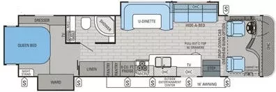 37' 2015 Jayco Precept 35UN w/3 Slides Floorplan