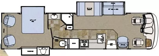 36' 2005 Gulf Stream Sun Voyager SE 8361 w/3 Slides Floorplan
