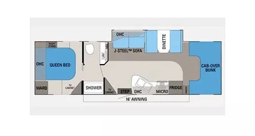 32' 2012 Jayco Grayhawk 31FK w/Slide Floorplan