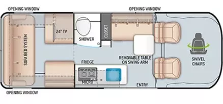 21' 2022 Thor Sequence Promaster 20J ROOFTOP Floorplan