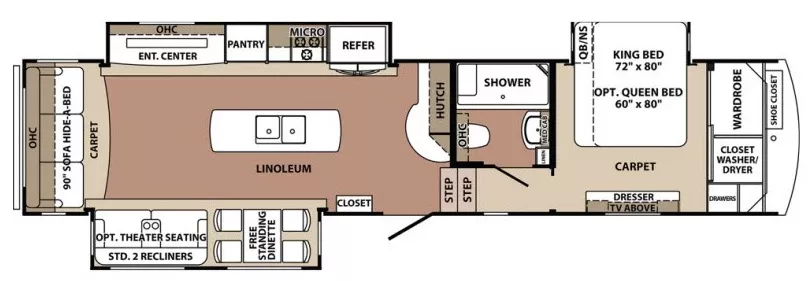 40' 2019 Forest River Cardinal Limited 3655RSLE w/3 Slides Floorplan