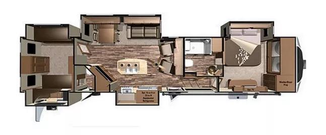 42' 2017 Highland RV Open Range 427BHS w/5 Slides - Bunk House Floorplan