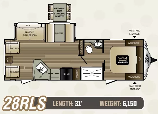 32' 2017 Keystone Cougar X-Lite 28RLS w/Slide Floorplan