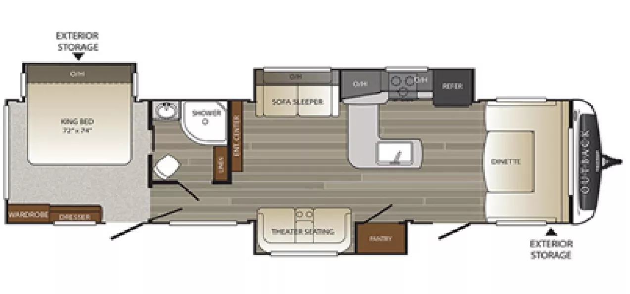 35' 2017 Keystone Outback 332FK w/2 Slides - Bunk House Floorplan