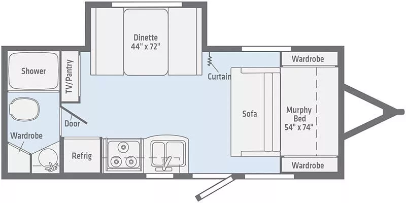 22' 2020 Winnebago Micro Minnie 2108DS w/Slide Floorplan