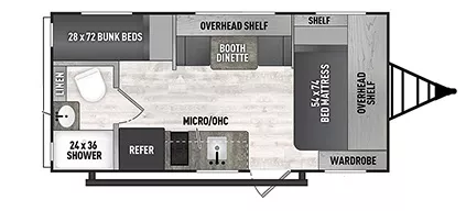 20' 2023 Forest River Clipper 4k 18BH - Bunk House Floorplan